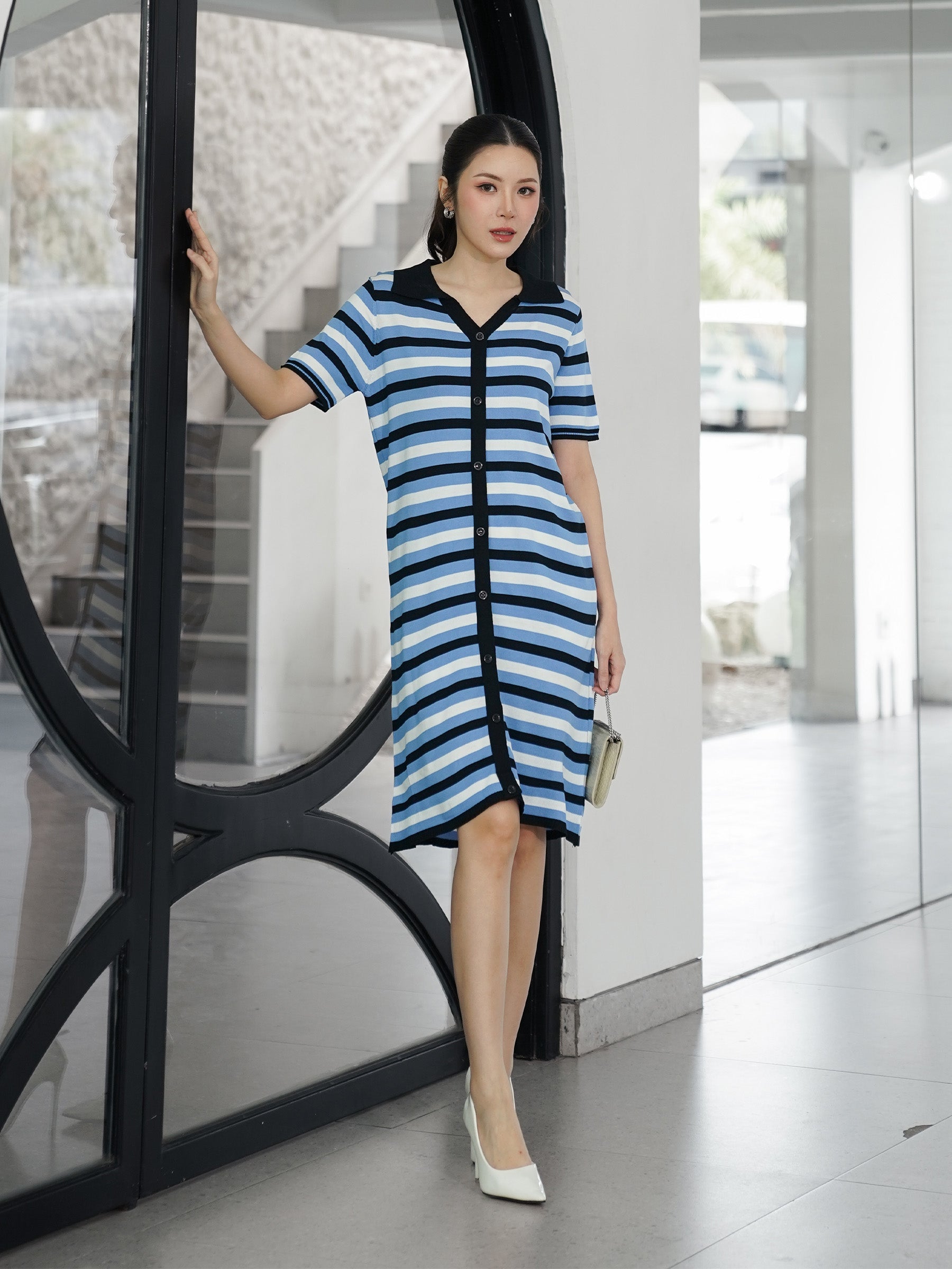 Butter Stripes Dress - Blue